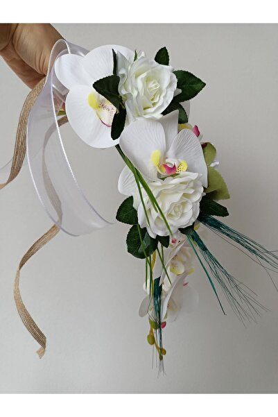 Nimet tasarım Beyaz Orkide Gelin Buketi, Gelin Çiçeği, Gelin El Çiçeği
