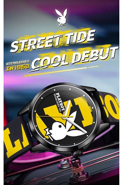 Playboy Men's Wristwatch New Model Sports Watch Waterproof Silicone Cord Original Trend Fashion Style Men's Watch