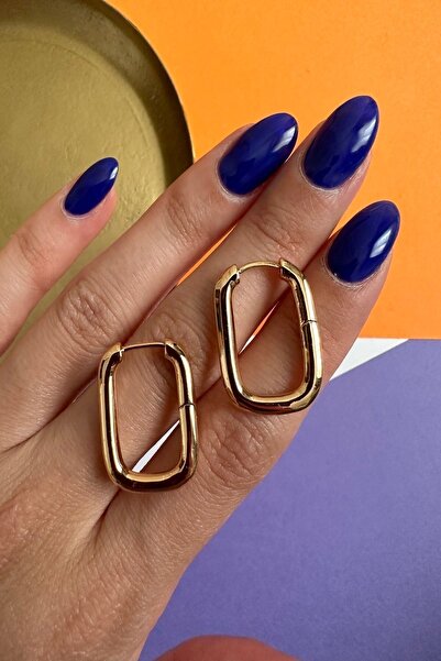 ringbox Gold Dörtgen Klasik Kadın Küpe