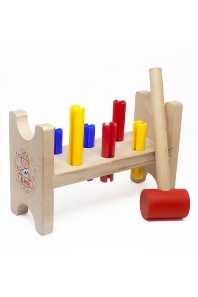 Çağrı Ahşap Çekiç Bloğu Eğitici Oyuncak Ahşap Plastik Dişli Çak Çak Çekiç Oyunu