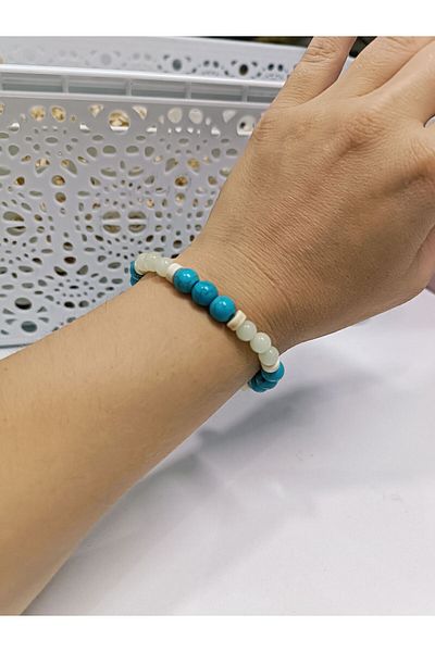 CessNova Certified Natural Stone Turquoise, Glow in the Dark Rhinestone Bracelet