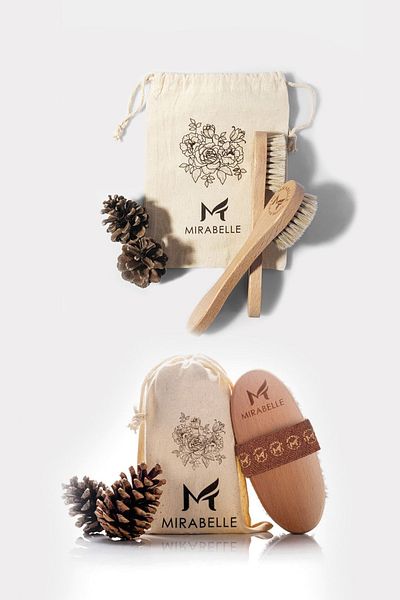 Mirabelle 100% Natural Horsehair Cellulite Brush + 100% Natural Horsehair Face Brush