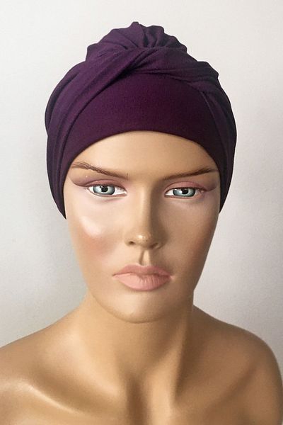 Vera Boneta cu turban gata Boneta din bumbac pieptănat cu bandă răsucită Boneta mov pentru femei Hijab Boneta exterioară cu bandă răsucită