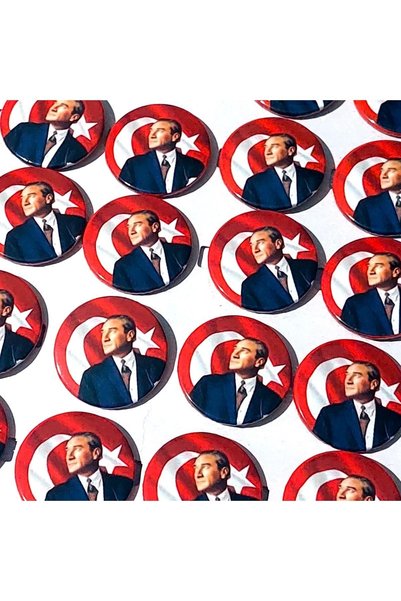 şahane parti 20 Adet Mustafa Kemal Atatürk Büyük Boy Rozeti Model 2