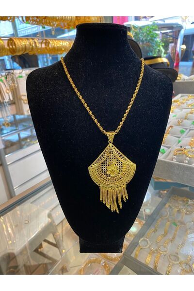 gülen dm Altın Kaplama Halep Zincirli Akıtma Uçlu Kolye