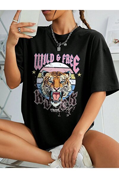 Jose Clothing Tricou oversize imprimat din bumbac organic