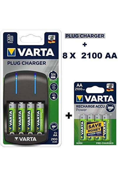 Varta Plug Charger Şarj Cihazı+toplam 8 Adet 2100mah Aa Şarjlı Kalem Pil