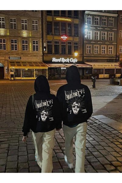 Touz Moda Φούτερ με μαύρη κουκούλα Liberty Printed