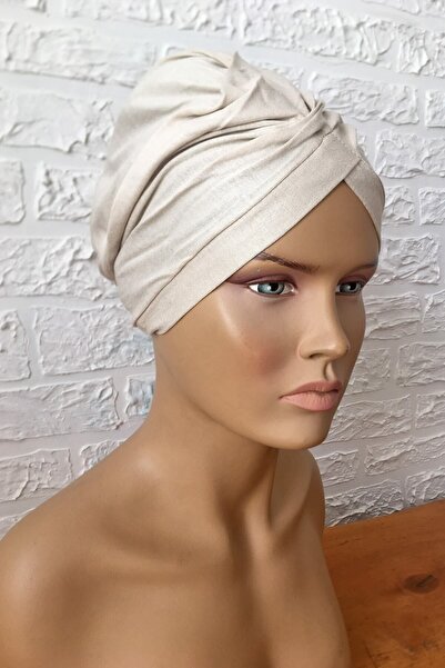 Vera Aura Ready Turban Bonnet χτενισμένη άμμος Beige Cross Banded Women's Hijab Bonnet Hijab Εξωτερικό καπό