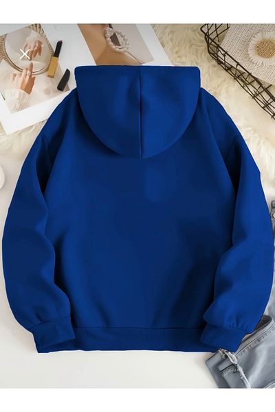 DEZZİİ Hanorac oversize albastru Saks cu imprimeu Core