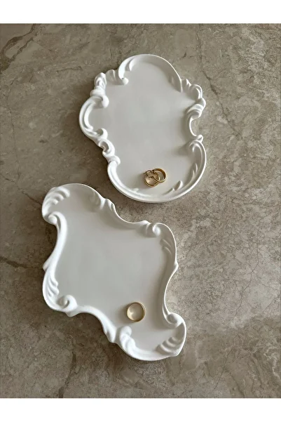 Bautinq Store Decorative Plate Asymmetric Lace Patterned Concrete Presentation Rack Jewelry Minimal Tray