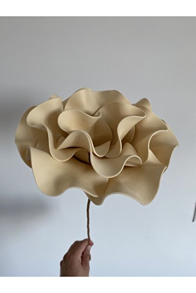 Ayka Aksesuar Floare artificială decorativă din latex Eva de lux, realizată manual - simplă, CREAM - floare din spumă