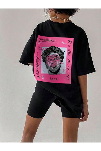 Jose Clothing تي شيرت من القطن العضوي المطبوع مقاس كبير