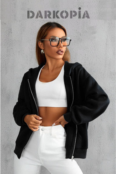 darkopia Унисекс базов суичър-жилетка с качулка и цип