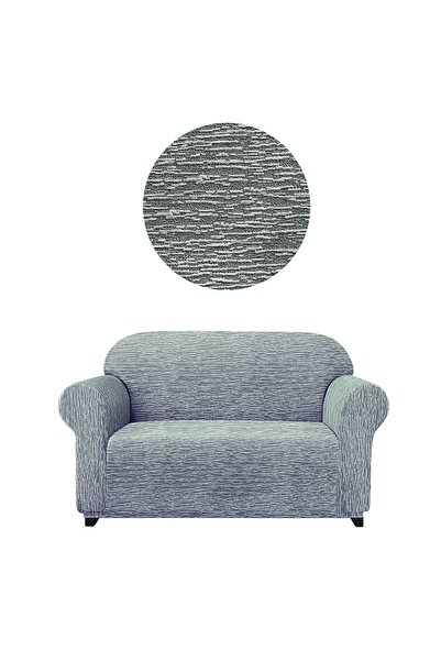 elgeyar أريكة جاكار مرنة بمقعدين - نمط قضيب، بدون تنانير، غطاء سرير أريكة متضمن