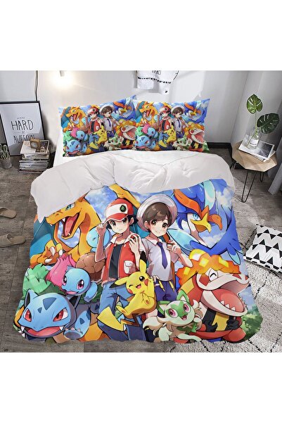 Home طقم غطاء لحاف بوكيمون مخطط ثلاثي الأبعاد لشخصين