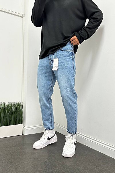 Generic Brand Boyfriend Blue Color Frayed Trousers