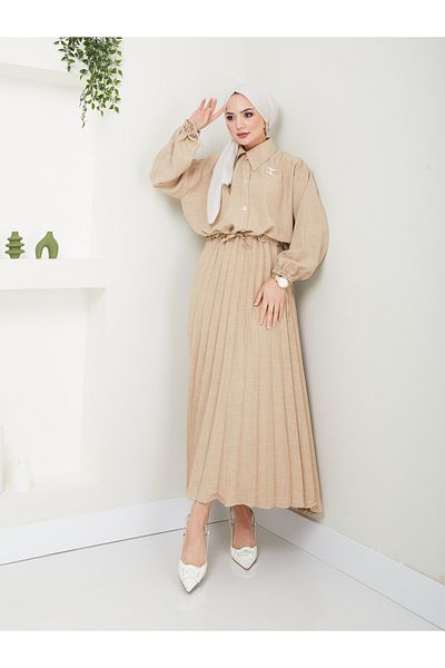 VOLT CLOTHİNG Linen Double Suit - Pleated Skirt and Women's Look