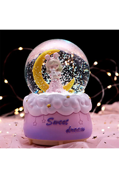 hediyesahibi Ay Üzerinde Oturan Kız Büyük Boy Püskürtmeli Işıklı Müzikli Kar ...