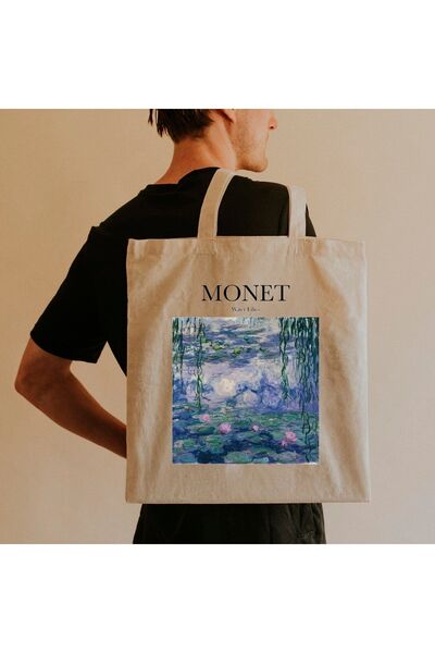 Genel Markalar Claude Monet Water Lilies Bez Çanta