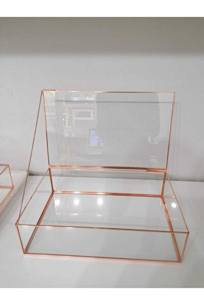 RESİTAL 30x20x7 Cm Dikdörtgen Model Cam Makyaj Kutusu-sözmendil Kutusu-gelin