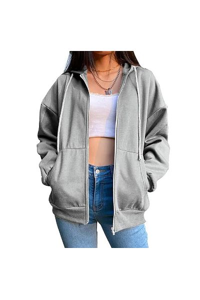 DEEFWEAR Unisex γκρι υπερμεγέθη ζακέτα με φερμουάρ