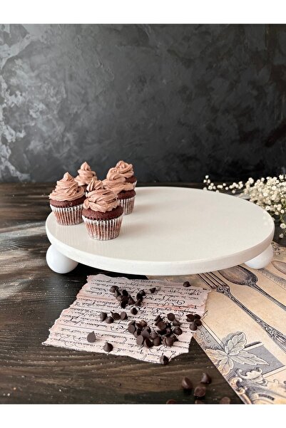 İDAY HOME حامل عرض رخامي من خشب أركاديا مزخرف بأرجل كروية بيضاء