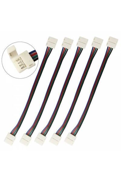LEDONLİNE 5 Adet 25 cm Rgb Şerit Led Ekleme Aparatı 4 Pin Kablo Birleştirme