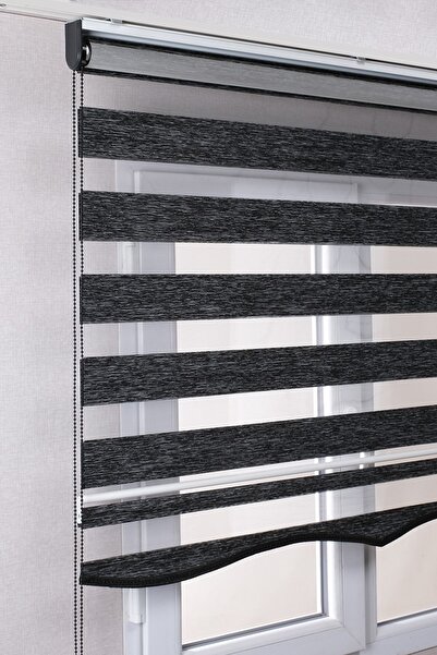 bizdenperde Etekli Antrasit Bambu Kaliteli Güneşlik Stor Perde