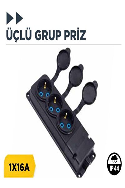 Bylion bylıon 1x16A monofaz kauçuk 3'lü grup priz