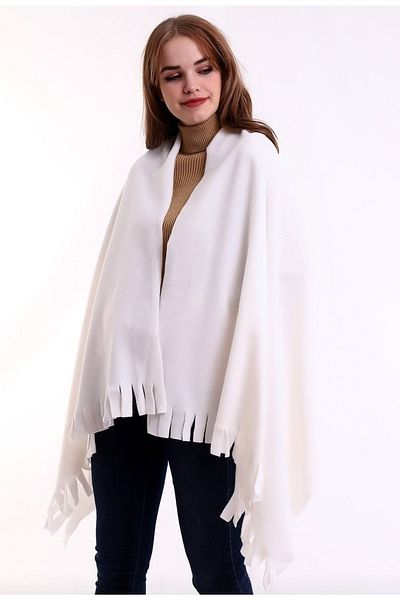 NERGIZ Ecru Color Fleece Scarf Shawl
