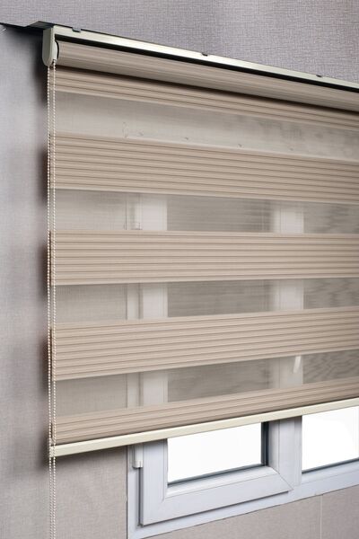 bizdenperde Pileli Kum Beji Zebra Stor Kaliteli Güneşlik Perdeler