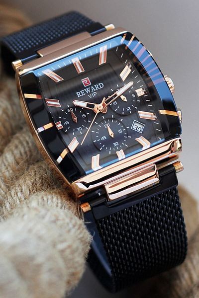 Reward Vip Black Square Straw Cord Men's Wristwatch Rw.11290.01