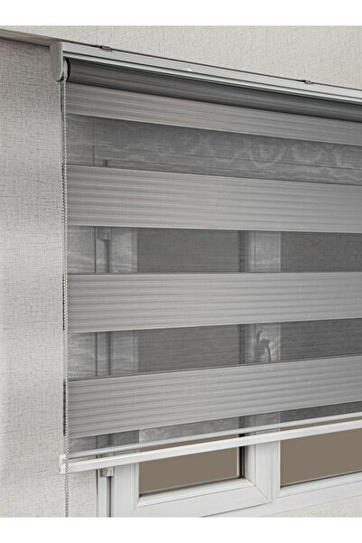 bizdenperde Pileli Gri Zebra Stor Kaliteli Güneşlik Perdeler