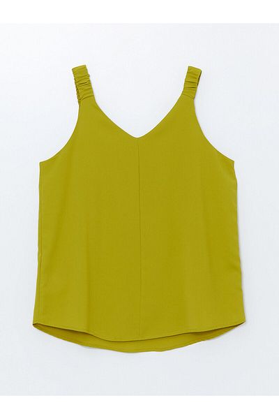 LC Waikiki LCW Damen-Bluse mit V-Ausschnitt, einfarbig