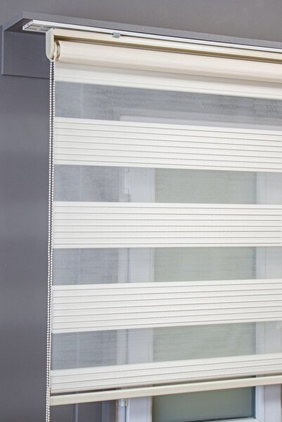 bizdenperde Pileli Krem Zebra Stor Kaliteli Güneşlik Perdeler