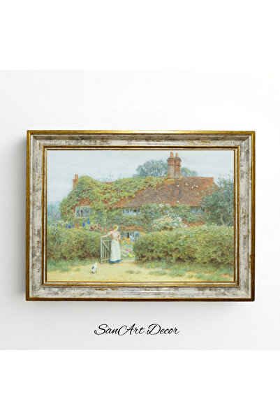 Sanart Pictură de peisaj, pictură vintage înrămată, pictură în ulei, pictură ...