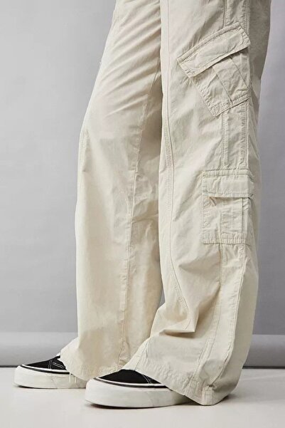 september island Beige Y2K Low Waist Parachute Fabric Cargo Pants
