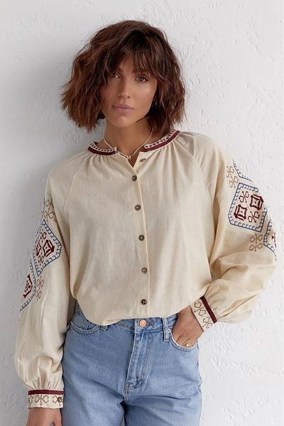 FURKAN EXCLUSIVE Ethnic Patterned Embroidered Women'sVintageShirt