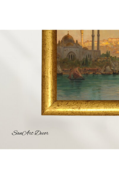 Sanart Vintage Painting with Frame, Oil Painting, Framed Painting, Artistic Decor, Istanbul Painting