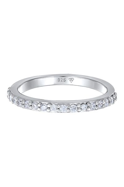 ELLI Laborgezüchteter Weiß Diamant - 0,068 ct 925 stříbrný prsten