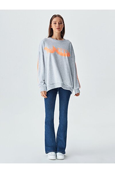 Ltb Γκρι φούτερ με λαιμόκοψη