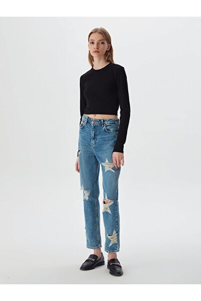 Ltb Hanorac negru cu mânecă lungă