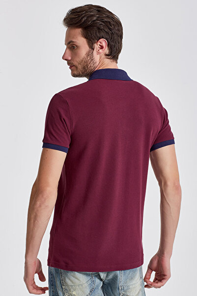 Ltb Men's Claret Red Polo Neck T-shirt