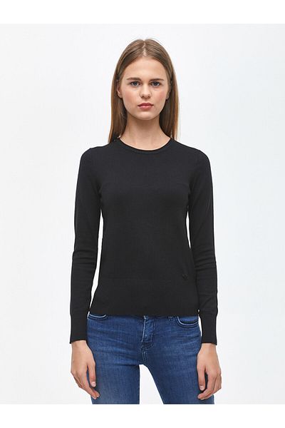Ltb Pulover negru cu gât rotund