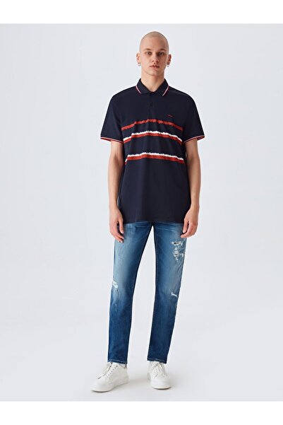 Ltb Polo Neck Navy Blue T-shirt
