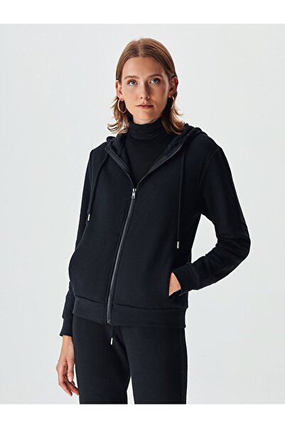 Ltb Синій кардиган з капюшоном на блискавці