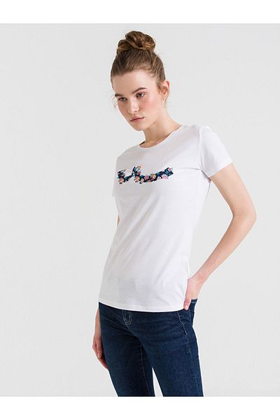 Ltb White Crew Neck T-shirt with Logo