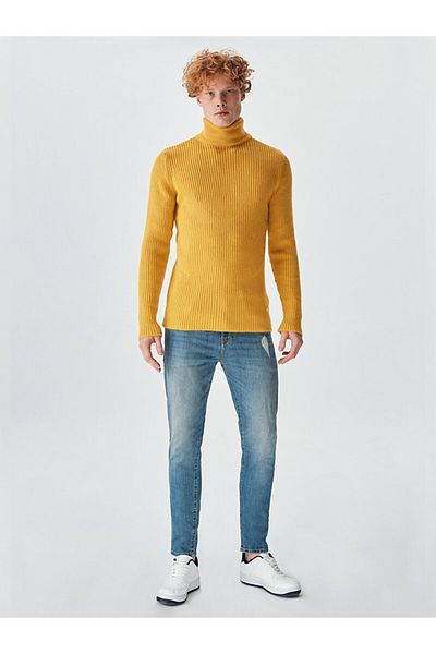 Ltb Ribbed Turtleneck Yellow Sweater