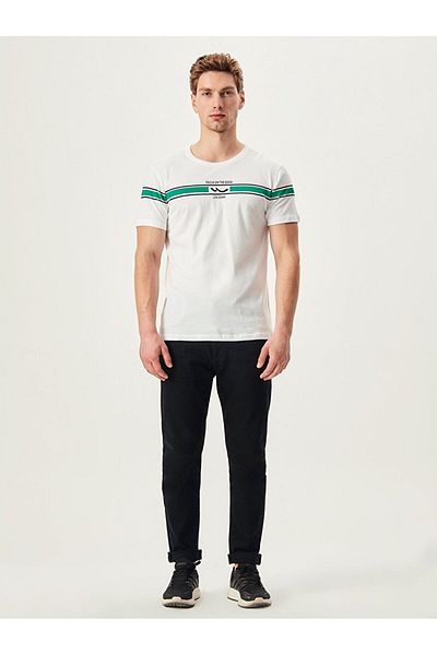 Ltb White T-shirt with Logo Stripe
